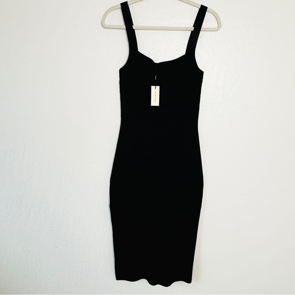 NWT Aritzia Babaton Chase Bodycon Knit Black Noir Midi Dress - Picture 6 of 13